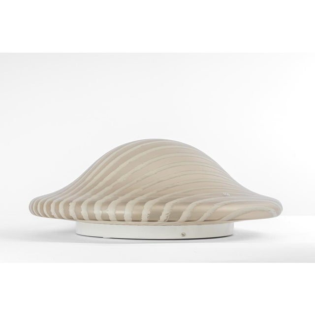 Fantastic mid-century flush mount in zebra pattern made by peill & putzler, germany, manufactured, circa 1970-1979. High...