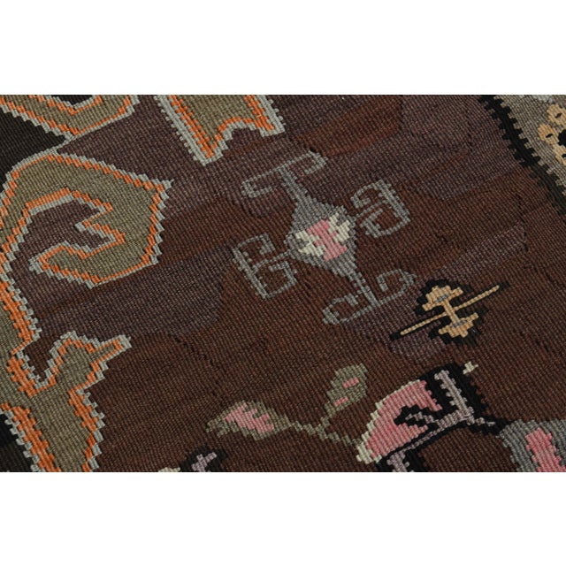 Brown Turkish Vintage Handmade Kilim Wool Runner Rug 70's For Sale In San Francisco - Image 6 of 11