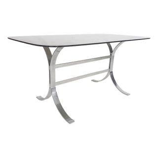 Glass and Chrome Dining Table, 1970s For Sale