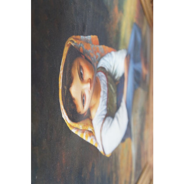 Meditation After William Adolphe Bouguereau Oil on Canvas Seated Young Girl 48" For Sale - Image 4 of 12