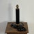 Mid-Century French Black Leather and Brass Table Lamp For Sale - Image 5 of 15