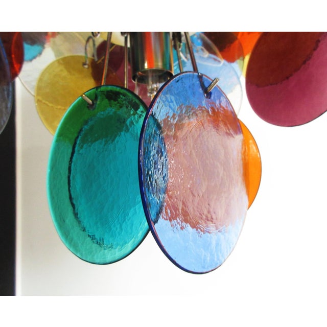 Italian Multicolored Glass Disk Chandelier, 1980s For Sale - Image 4 of 18