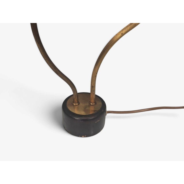 1950s Mid-Century Modern Swedish Modern, Two-Arm Brass, Black Painted Wood Table Lamp For Sale - Image 10 of 11