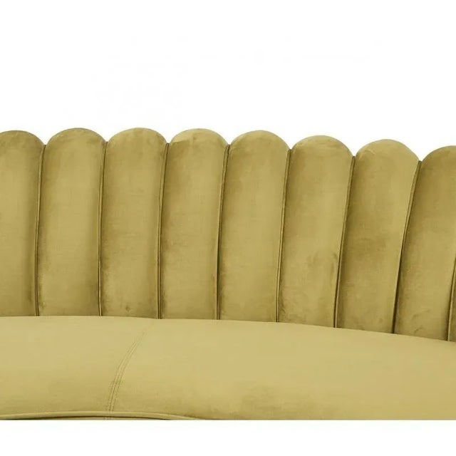 Gold Spanish Three-Seater Sofa in Green Velvet by Spanish Manufactory For Sale - Image 8 of 10