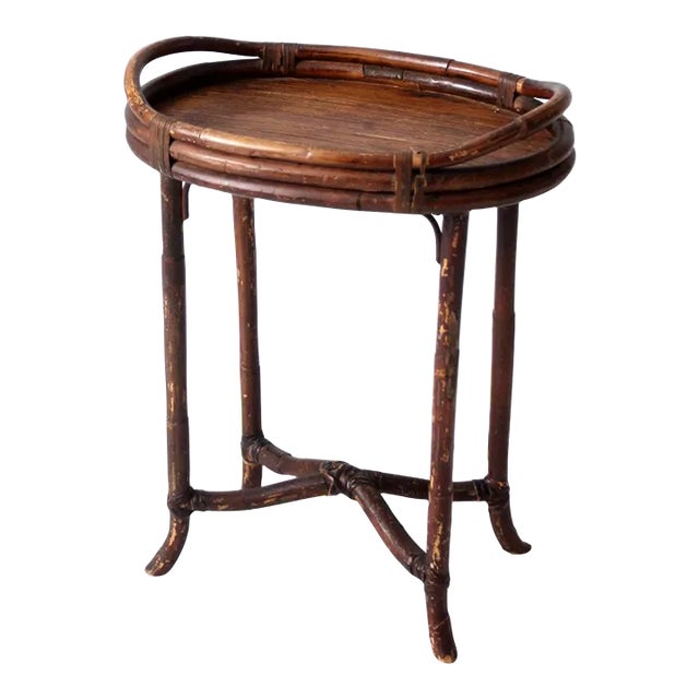 Antique Rattan Tray Table For Sale