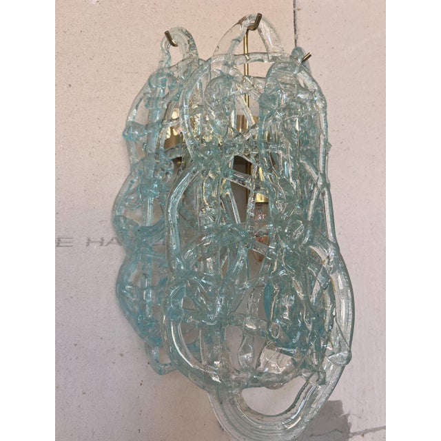 Spun Sugar Murano Glass Wall Sconces from Mazzega, Italy, 1970s, Set of 2 For Sale - Image 6 of 10