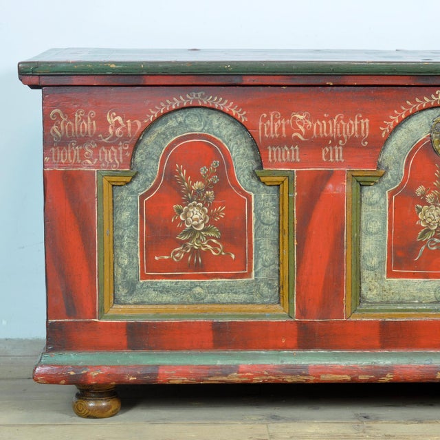 Brown German Folk-Art Bridal Chest, 1829 For Sale - Image 8 of 16