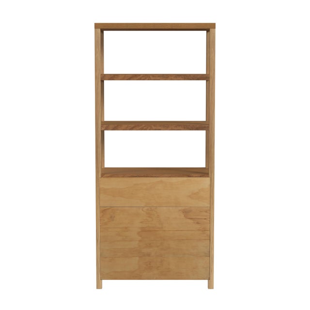 Nora 32 in W. x 72 in. H Wood 3- Tier Etagere Bookcase, Light Natural For Sale In Chicago - Image 6 of 8