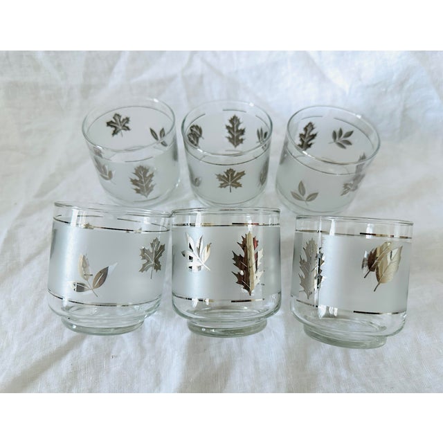 1970s MCM Libbey Silver Leaf Rock Glasses-a Set For Sale - Image 5 of 7
