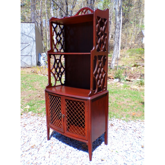 Vintage Mahogany Chippendale Style Bookcase Bookshelf Etagere Display Shelves For Sale - Image 15 of 17