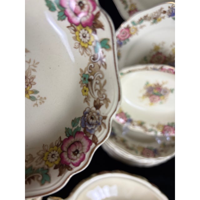 Rare 56-Piece 1930s J & G Meakin "Pilgrim Sunshine" English Ironstone Dinnerware Service With Hostess Spares - Complete Set for 8 For Sale - Image 11 of 15