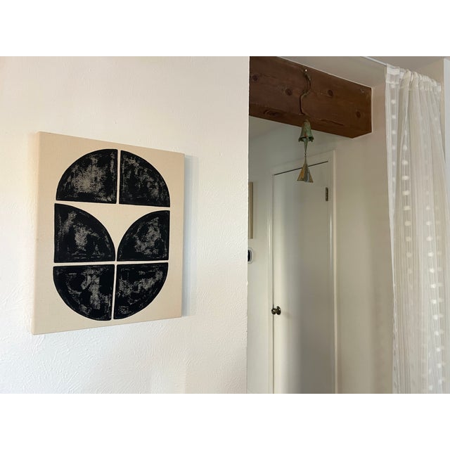 Mid-Century Curvy Black and Cream Painting by Max and Alma For Sale - Image 4 of 8