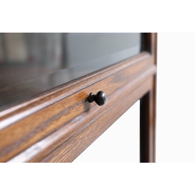 Wood Mission Style Oak Barrister Bookcase 5 Stack-Leaded Glass in Micheals Cherry For Sale - Image 7 of 18