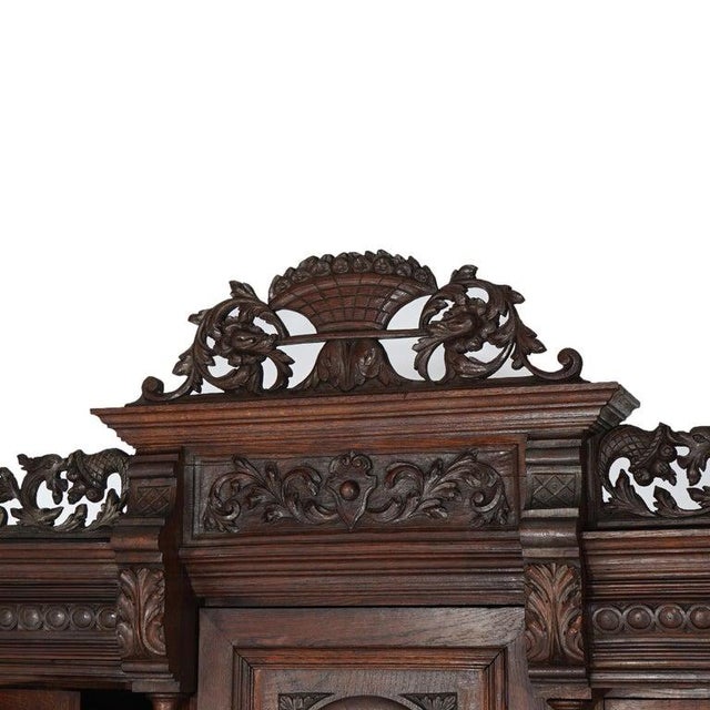 Antique Renaissance Revival Figural Carved Knight & Horse Oak Hunt Board C1890 For Sale - Image 11 of 18