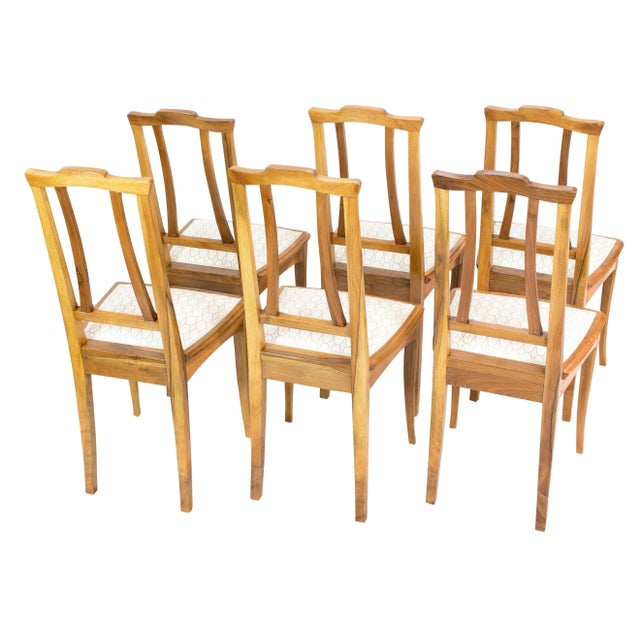 German Art Nouveau Walnut Dining Chairs, Set of 6 For Sale - Image 3 of 6