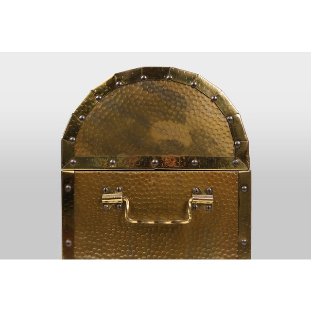 Large Chest with Sculpted Copper Relief, Belgium, 1930s For Sale - Image 6 of 13