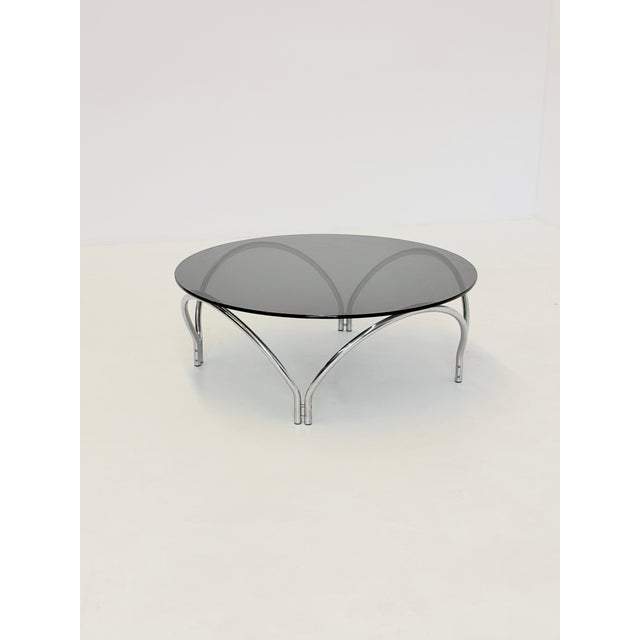 Vintage Space Age Coffee Table in Smoked Glass and Chrome, 1970s For Sale - Image 10 of 10