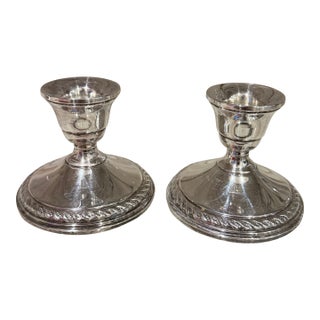 Sterling Silver Candleholder, Pair For Sale