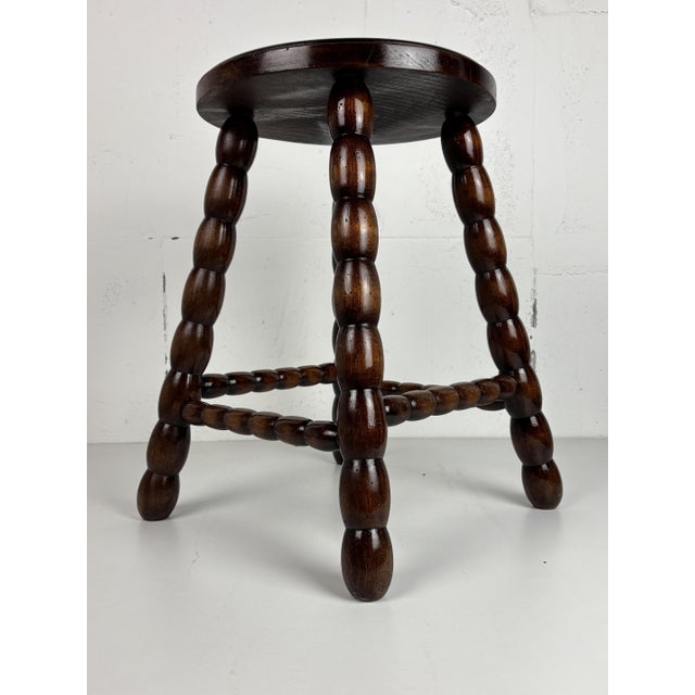 Mid-Century Turned Wood Bobbin Stool in the style of Charles Dudouyt, France, 1950s For Sale - Image 11 of 18