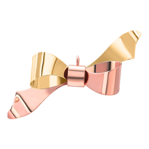 1960s Retro 14k Yellow and Rose Gold Bow Pendant Brooch