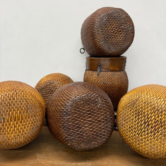 Woven Rattan Baskets with Wooden Rims, Sold Per For Sale - Image 12 of 14