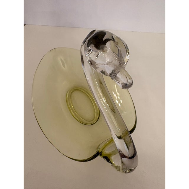 Light Yellow 1950s Mid-Century Modern Duncan & Miller Hand Blown Glass Yellow Swan Candy Dish For Sale - Image 8 of 8