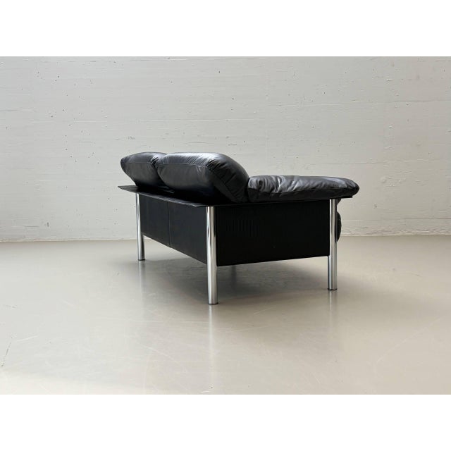 Two-Seater Sofa in Black Leather by Pierluigi Cerri for Poltrona Frau, Italy, 1990s For Sale - Image 6 of 17