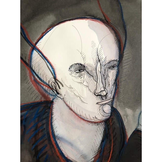 Surrealism Gary Hansmann, Modern Figurative Surrealism Watercolor Painting, Drawing 'The Fire of my Soul', 1988 For Sale - Image 3 of 8