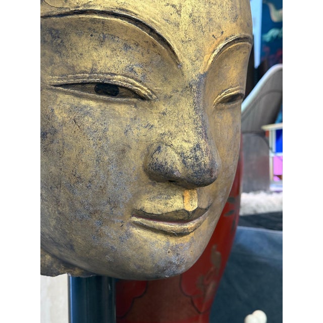 Figurative Early 20th Century Southeast Asian Gilded Buddha Sculpture on Bronze Rain Drum Base For Sale - Image 3 of 18
