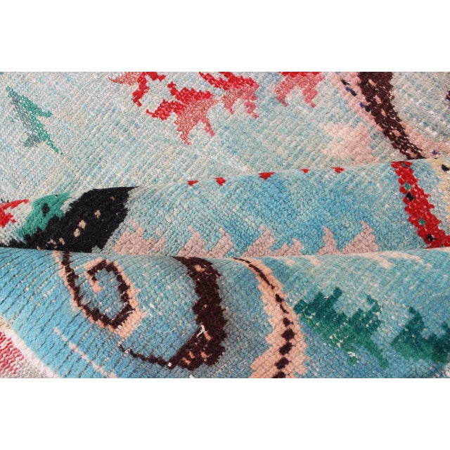 Vintage Art Nouveau Rug in Blue 6'3 X 9'1 For Sale - Image 10 of 11