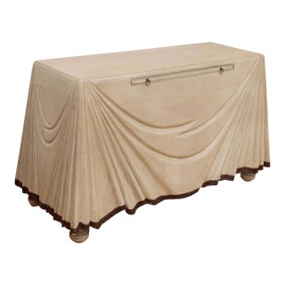 Italian Leather Wrapped Console For Sale