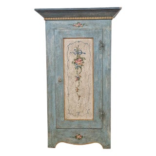 Light Blue Lacquered Pantry Cupboard, in the style Tyrolean, 1980s For Sale