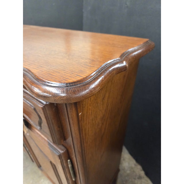 Vintage Oak French Style 2 Door Cabinet With Drawer For Sale - Image 14 of 18