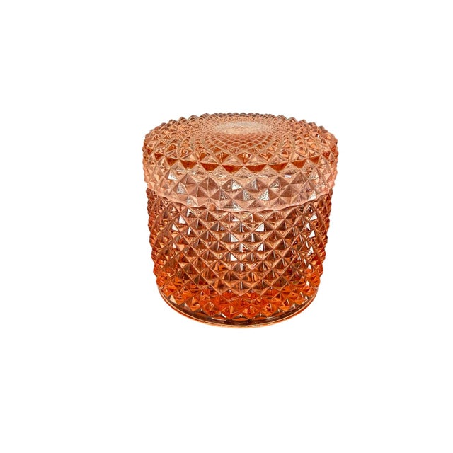 Pink Vintage Pink Pressed Glass Bathroom Vanity Set, 1960s, Set of 4 For Sale - Image 8 of 13