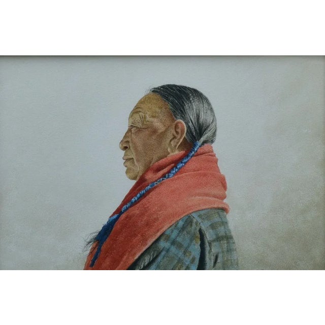 Doug Brega, Native Elder with ponytail, 11"x16" watercolor on paper, signed lower left , circa 1970, framed to 19 1/2"x 24...