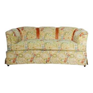 1960's Drexel Heritage Curved Poppy Yellow Garden Loveseat For Sale