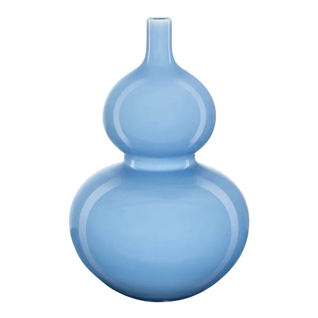 Currey & Company Sky Blue Double Gourd Vase For Sale