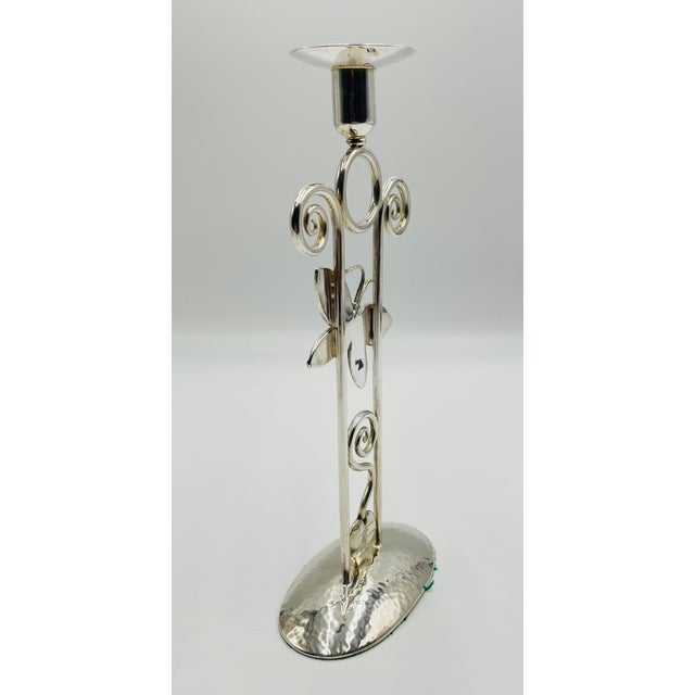 1980s Emilia Castillo Silver-Plated Butterfly Candle Holder With Stone Inlay, Mexican For Sale In Los Angeles - Image 6 of 18
