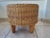 Fabulous vintage woven rattan wicker ottoman with four tapered wooden legs. Honey color rattan. Strurdy enough to be used...