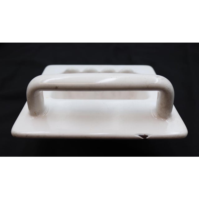 Early 20th Century Reclaimed Antique White Cast Iron Flush Mount Soap Dish For Sale - Image 5 of 6