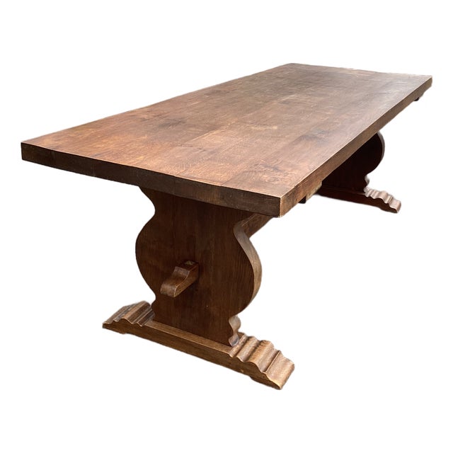 French Solid-Plank Oak Farmhouse Table For Sale