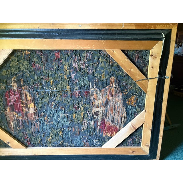 Vintage Medieval Revival Figural Woven Tapestry in Ornate Gilt Frame For Sale - Image 13 of 13