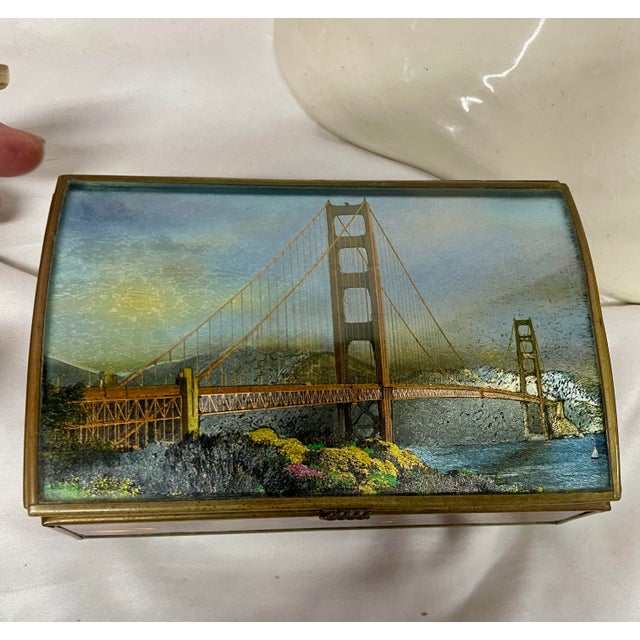 A Vintage Decorative Brass Featuring the Golden Gate Bridge 3d Scene For Sale - Image 9 of 9