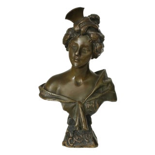 Emmanuel Villanis, French Art Nouveau Carmen Bust, 1900, Bronze For Sale