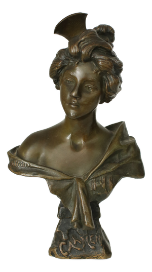 Emmanuel Villanis, French Art Nouveau Carmen Bust, 1900, Bronze