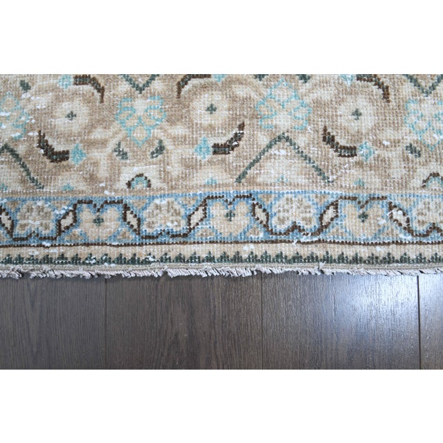 1970s Vintage Persian Handmade Wool Cotton Beige Area Rug For Sale - Image 9 of 11