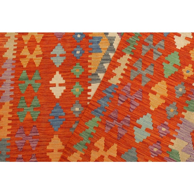 1990s Kilim Blue Rust Wool Rug - 4'3" X 5'11" For Sale In New York - Image 6 of 7