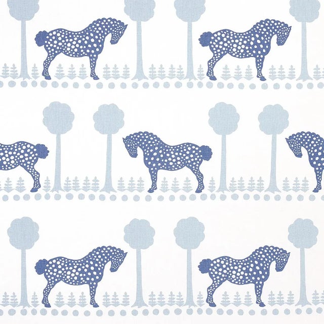 2020s Schumacher Polka Dot Pony Fabric in Blue For Sale - Image 5 of 5