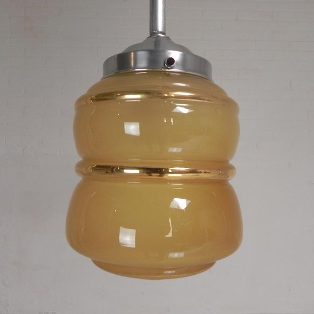 Art Deco Pendant Lamp with Beige Glass Shade, 1930s For Sale - Image 13 of 13