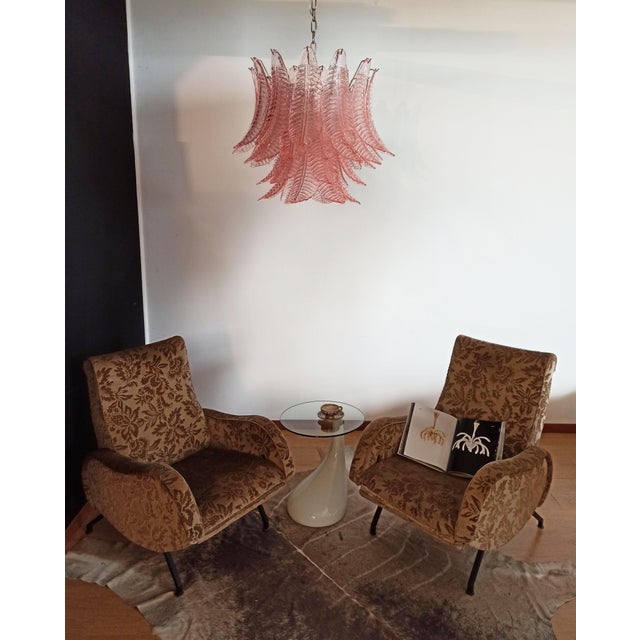Italian Murano Six-Tier Felci Glass Chandelier with 36 Pink Glasses For Sale - Image 6 of 18